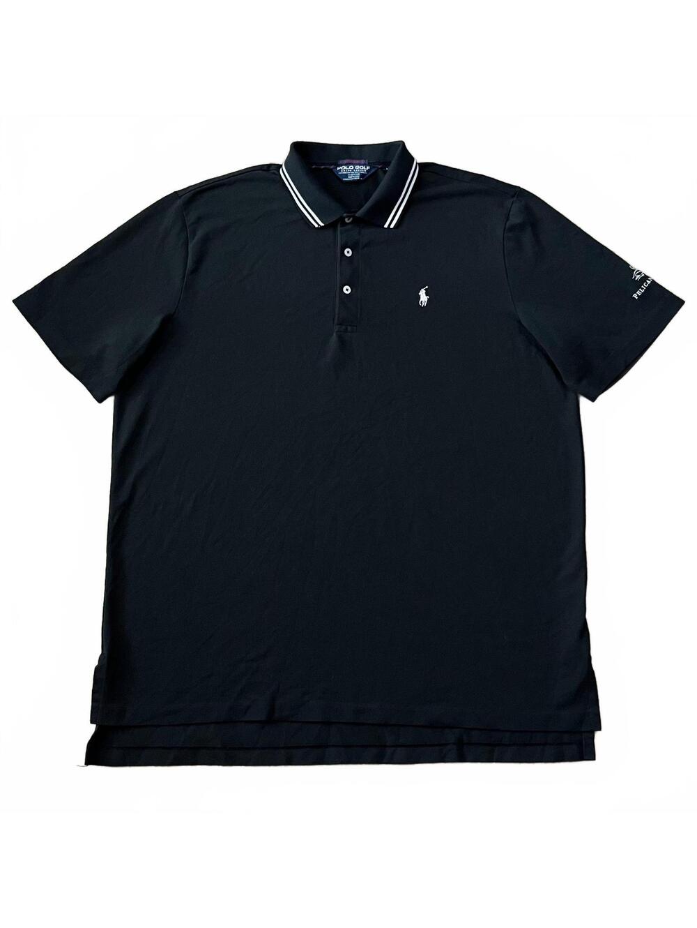 Vintage Polo Golf Ralph Lauren Mens Black Polo Shirt Collar Spellout Size XL